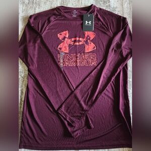 Boys YXL XL Under Armour L/S Shirt NWT Burgundy